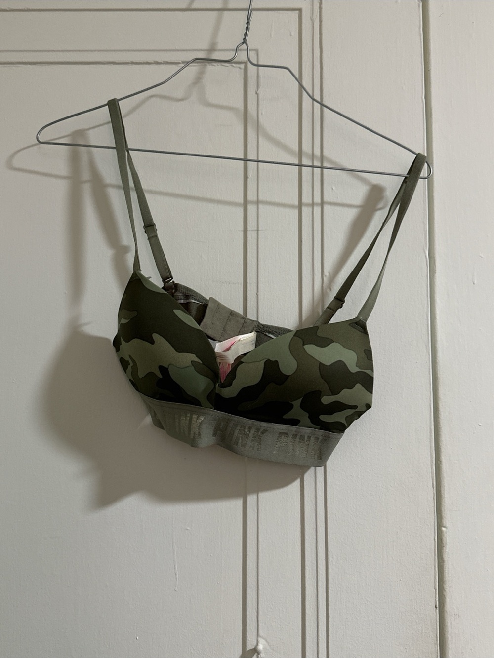 PINK Victoria's Secret Olive Camo Wireless Padded Bra